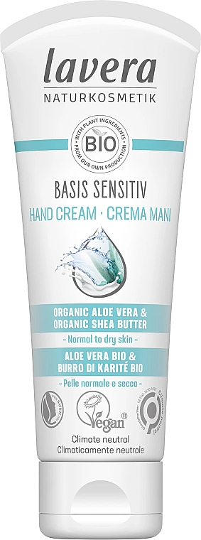 Handcreme - Lavera Basis Sensitiv Hand Cream Organic Aloe Vera And Organic Shea — Bild N1