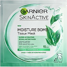 Feuchtigkeitsspendende Gesichtsmaske mit Grüntee-Extrakt und Hyaluronsäure - Garnier Skin Active Green Tea Moisture Bomb Eye Tissue Mask — Bild N1