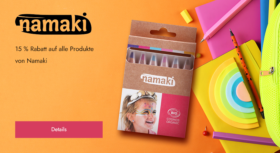 15 % Rabatt auf alle Produkte von Namaki. Die Preise auf der Website sind inklusive Rabatt.