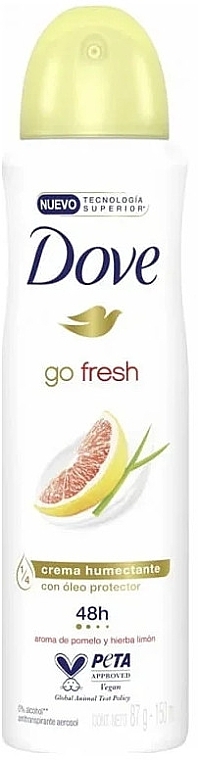 Antitranspirant mit Grapefruit und Zitronengras - Dove Go Fresh 48H Grapefruit & Lemongrass Deodorant Spray — Bild N1