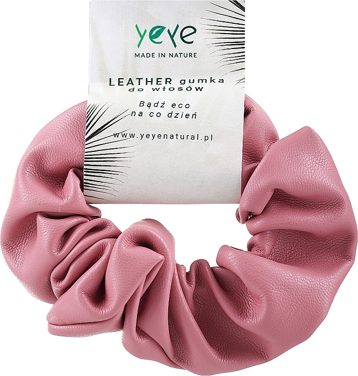 Haargummi aus Leder 10.5x3.5 cm rosa - Yeye Leather Scrunchie — Bild N1