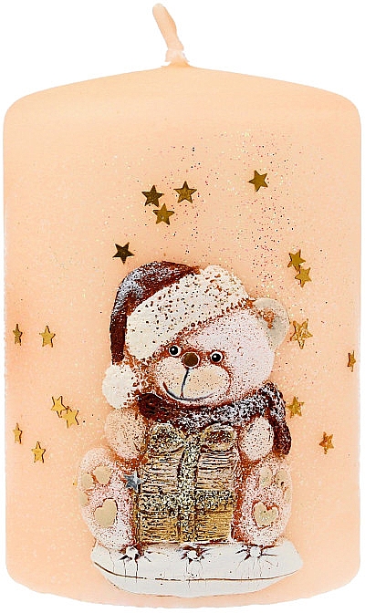 Dekorative Stumpenkerze Teddy 7x10 cm sandfarben - Artman Teddy Candle — Bild N1