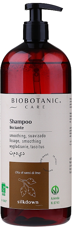 Glättendes Shampoo mit Leinsamenöl - BioBotanic Silk Down Smoothing Shampoo — Bild N1