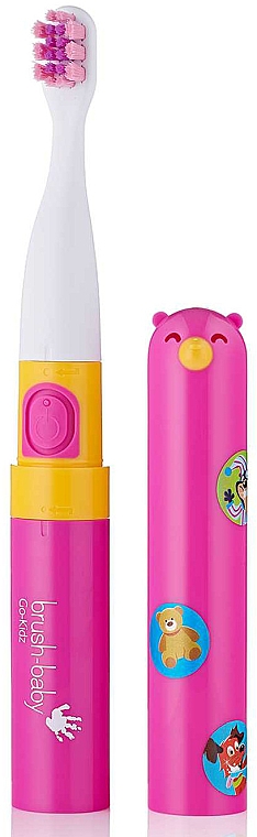 Elektrische Zahnbürste mit Aufklebern rosa - Brush-Baby Go-Kidz Pink Electric Toothbrush  — Bild N3