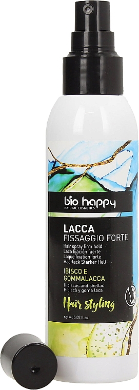 Haarlack mit Hibiskus und Schellack - Bio Happy Hair Styling Firm Hold Hair Spray — Bild N1