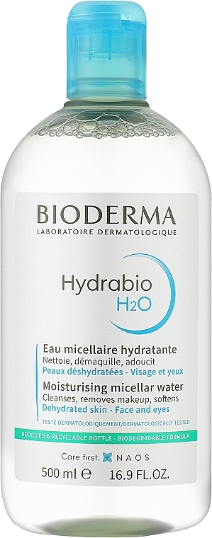 Feuchtigkeitsspendendes Mizellen-Reinigungswasser zum Abschminken für empfindliche und dehydrierte Haut - Bioderma Hydrabio H2O Micelle Solution