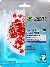 Intensiv feuchtigkeitsspendende Tuchmaske mit Granatapfelextrakt und Hyaluronsäure - Garnier Skin Naturals Hydra Bomb Tissue Mask — Bild N1