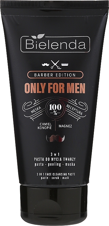 3in1 Exfolierende Gesichtsreinigungsmaske mit Hopfen und Magnesium - Bielenda Only For Men Barber Edition 3 In 1 Face Cleansing Paste — Bild N1