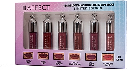Düfte, Parfümerie und Kosmetik Lippenpflegeset (Flüssiger Lippenstift mini 6x1,8ml) - Affect 6 Mini Long Lasting Liquid Lipsticks