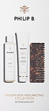 Düfte, Parfümerie und Kosmetik Haarpflegeset - Philip B Weightless Volumizing Detangling Kit (Shampoo 220ml + Conditioner 178ml + Haarkamm) 