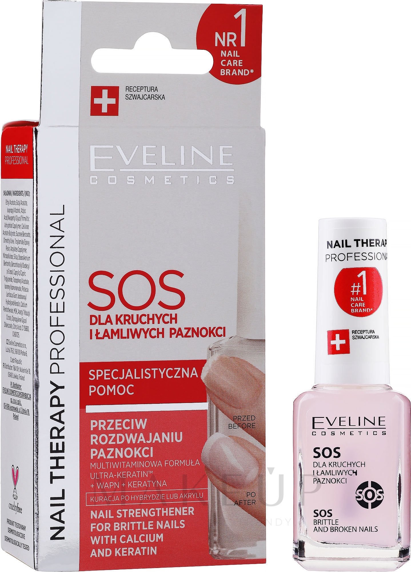 Nagelhärter mit Kalzium und Kollagen - Eveline Cosmetics Nail Therapy Professional  — Bild 12 ml