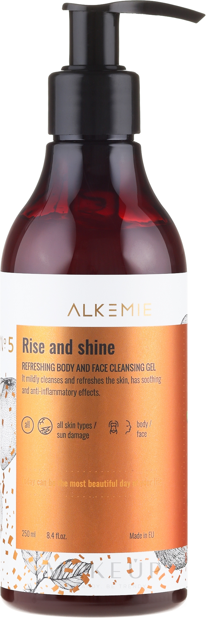 Erfrischendes Reinigungsgel für Gesicht und Körper - Alkmie Refreshing Body And Face Cleansing Gel Rise And Shine — Bild 250 ml