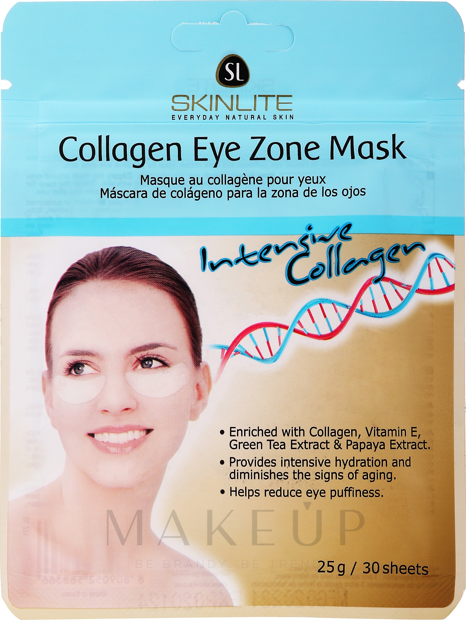 Verjüngende Patch-Maske für die Augenkontur mit Kollagen, Vitamin E und Grüntee-Extrakt - Skinlite Collagen Eye Zone Mask — Foto 30 St.
