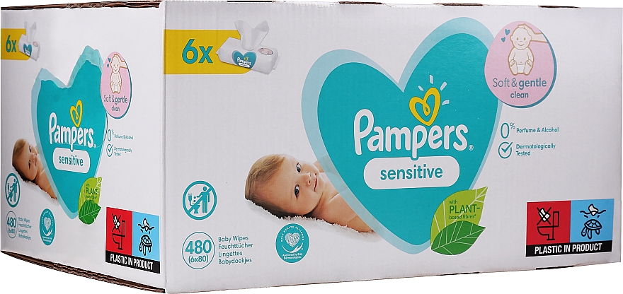 Feuchttücher für Babys Sensitive 6x80 St. - Pampers Sensitive — Bild N1