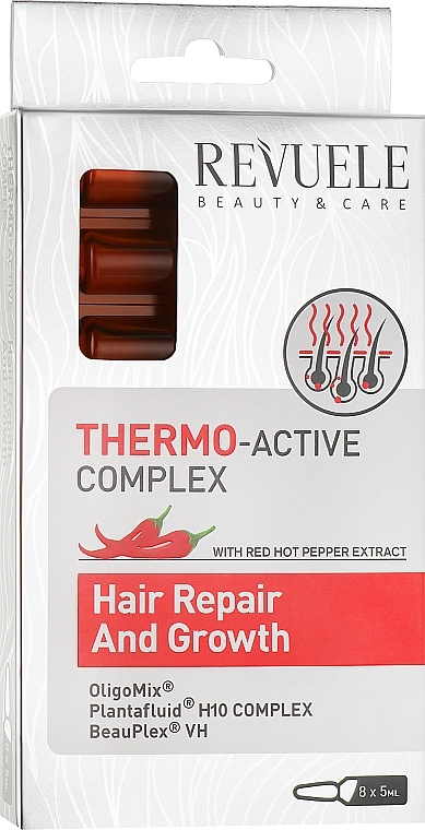 Stimulierender thermoaktiver Komplex gegen Haarausfall mit rotem Pfeffer-Extrakt - Revuele Thermo Active Complex Hair Repair And Growth Ampoules — Bild N1