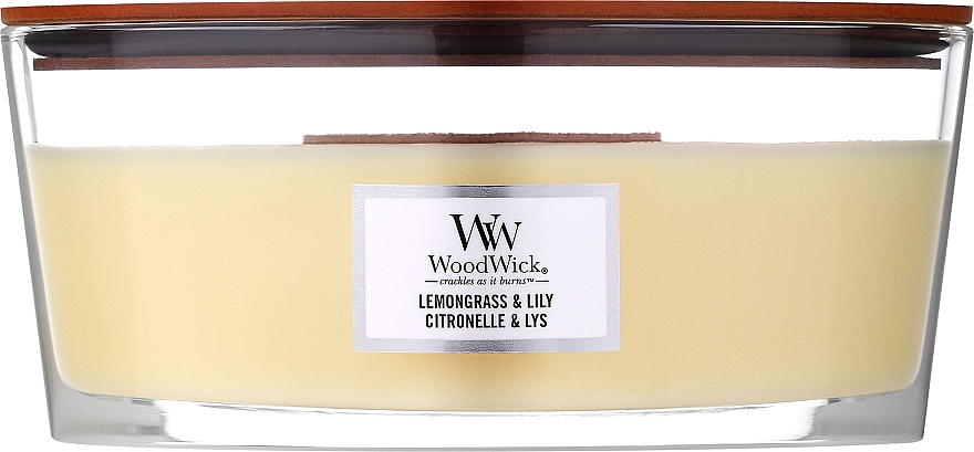 Duftkerze im Glas Lemongrass & Lily - Woodwick Hearthwick Flame Ellipse Candle Lemongrass & Lily — Bild N1