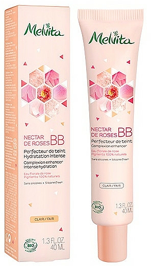 Feuchtigkeitsspendende Bio BB Creme mit Rosenblütenwasser - Melvita Nectar De Roses Organic BB Cream