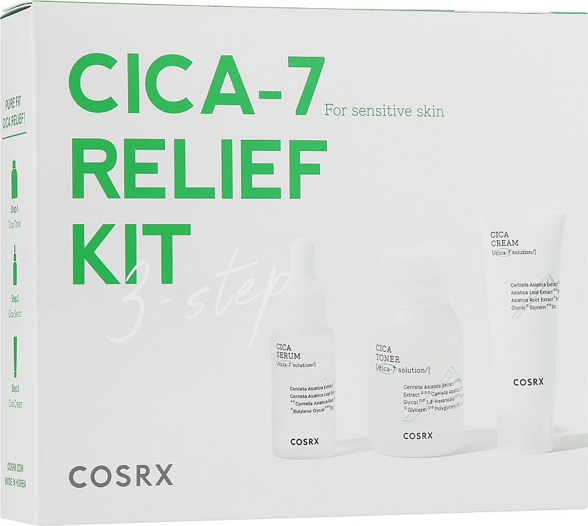 Pflegeset für empfindliche Haut - Cosrx Pure Fit Trial Kit (toner/30ml + serum/10ml + cr/15ml) — Bild N1