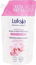 Creme-Flüssigseife mit Rosen- und Milchproteine - Luksja Creamy & Soft Softening Rose & Milk Proteins Caring Hand Wash 68 % Less Plastic (Refill)  — Bild N1