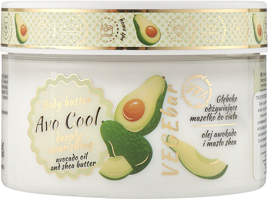 Pflegende Körperbutter mit Avocado - Vollare Cosmetics VegeBar Avo Cool Nourishing Body Butter — Bild N1