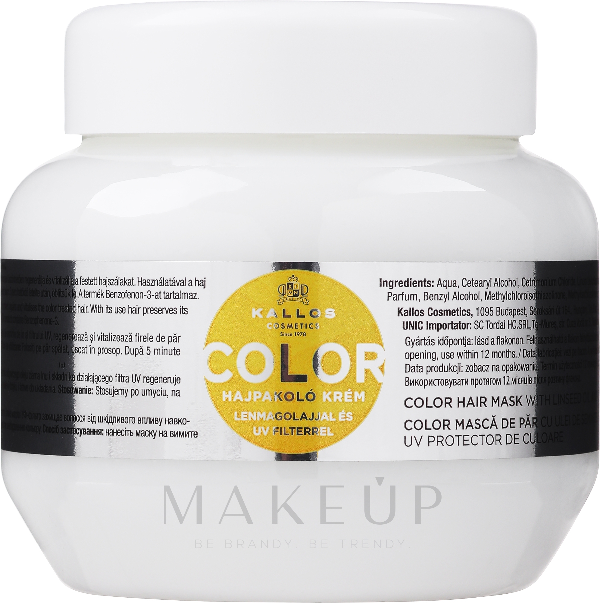 Maske für gefärbtes Haar mit Leinöl und UV-Filter - Kallos Cosmetics Color H.Mask with lins.Oil.Uv Filte Mask — Foto 275 ml