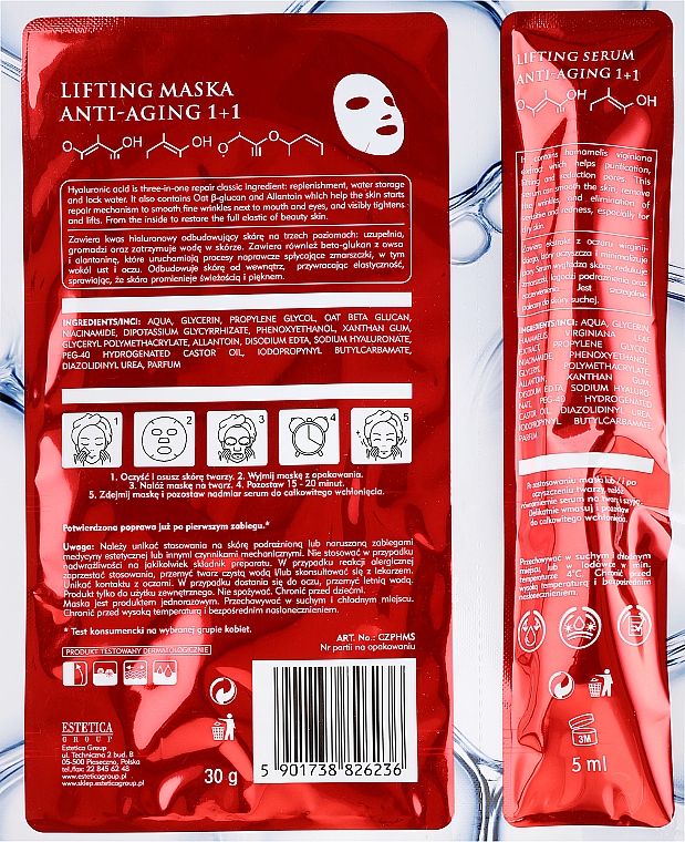 Anti-Aging Tuchmaske mit Lifting-Effekt + Serum - Czyste Piekno Active Regeneration + Serum — Bild N2