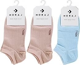 Düfte, Parfümerie und Kosmetik Kurze Socken aus Bambus beige, blau Drei Paare - Moraj