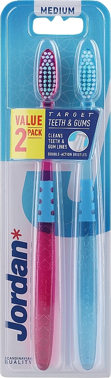 Zahnbürsten mittel rosa und blau - Jordan Target Teeth Toothbrush — Bild N1