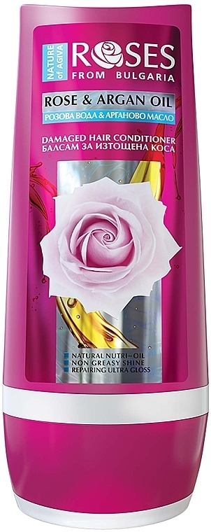 Regenerierende Haarspülung mit Rosenwasser und Arganöl für strapaziertes Haar - Nature of Agiva Roses Rose & Argan Oil Damaged Hair Conditioner