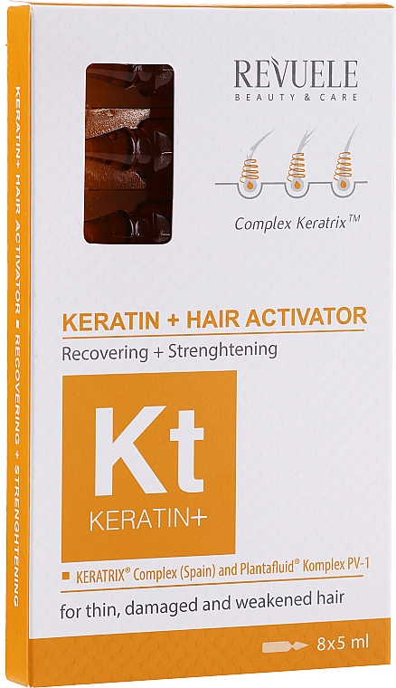 Regenerierendes und stärkendes Haarserum mit Keratin in Ampullen für dünnes, strapaziertes und schwaches Haar - Revuele Keratin+ Ampoules Hair Restoration Activator — Bild N1