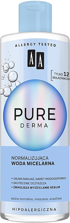 Normalisierendes Mizellenwasser zum Abschminken - AA Pure Derma — Bild N1