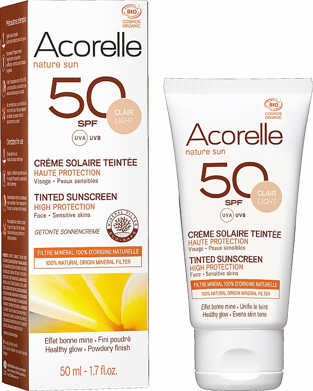 Getönte Sonnenschutzcreme für das Gesicht SPF 50 - Acorelle Nature Sun Cream SPF50 — Bild N2