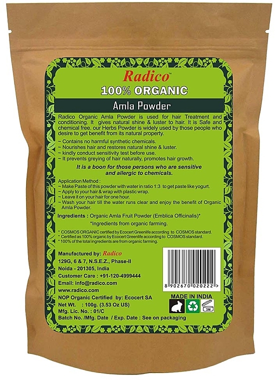 Bio-Haarpuder - Radico Organic Amla Powder — Bild N2