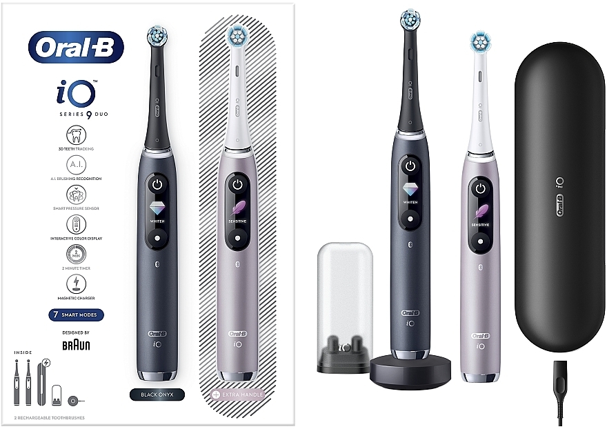 Oral-B iO Series 9 Duo Black Onyx, Rose - Set aus elektrischen Zahnbürsten — Bild N1