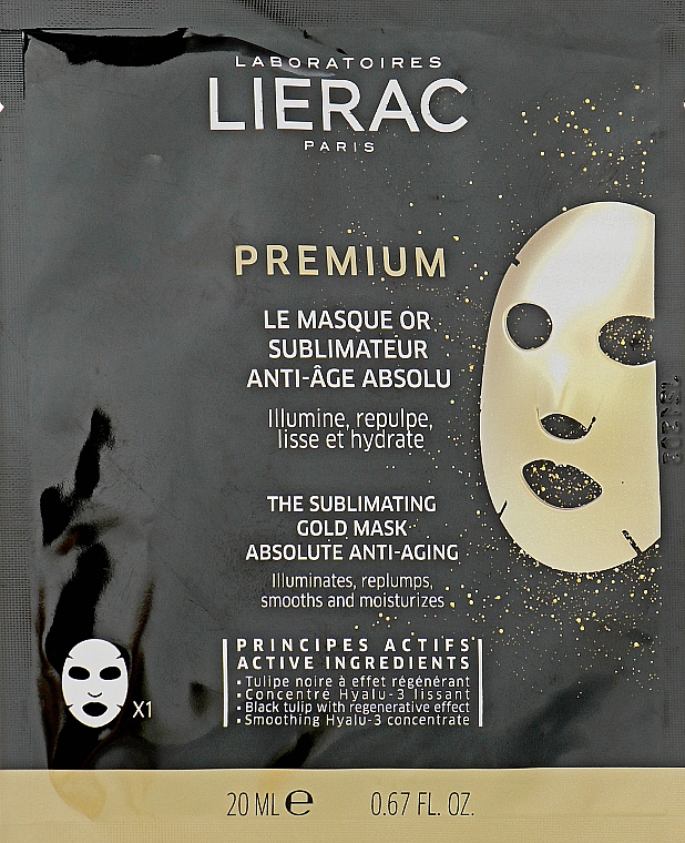 Tuchmaske für das Gesicht mit Goldpartikeln - Lierac Premium The Sublimating Gold Mask — Bild N2