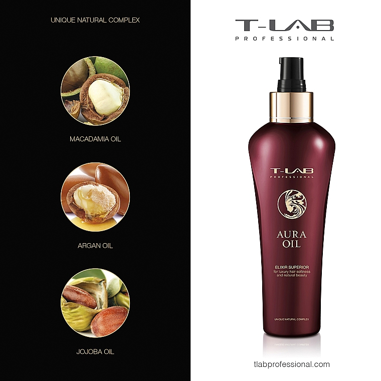 Haarelixier für luxuriöse Geschmeidigkeit und natürliche Schönheit - T-LAB Professional Aura Oil Elexir Superior — Bild N2