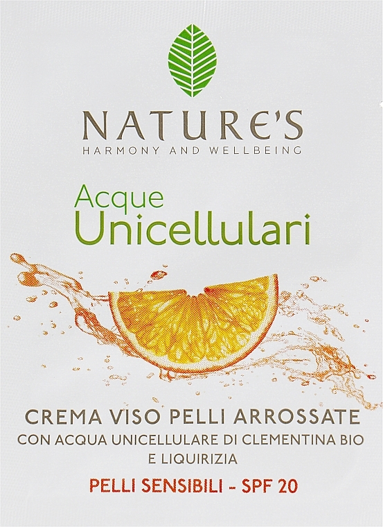 GESCHENK! Creme für empfindliche Haut - Nature's Acque Unicellulari Cream SPF 20 (Probe)  — Bild N1