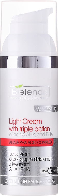 Gesichtscreme mit dreifacher Wirkung und AHA- und PHA-Säuren - Bielenda Professional Face Program Light Cream With Triple Action — Bild N1