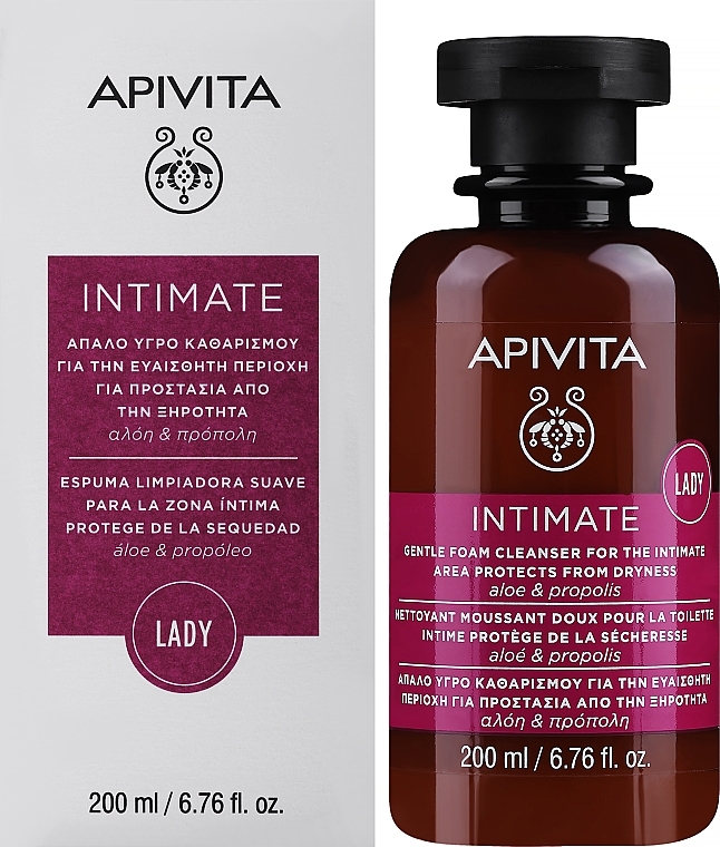 Sanfter Reinigungsschaum für die Intimhygiene mit Aloe und Propolis - Apivita Intimate  — Bild N2