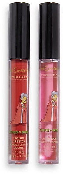 Make-up Set (Lipgloss 3.2ml + Flüssiger Lippenstift 3.2ml) - Makeup Revolution The Simpsons Treehouse of Horror Lip Set Vampire Mr. Burns — Bild N2