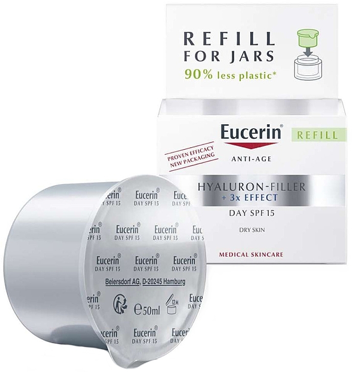 Tagescreme für trockene Haut - Eucerin Eucerin Hyaluron-Filler 3x Day Cream SPF 15 (refill) — Bild N1