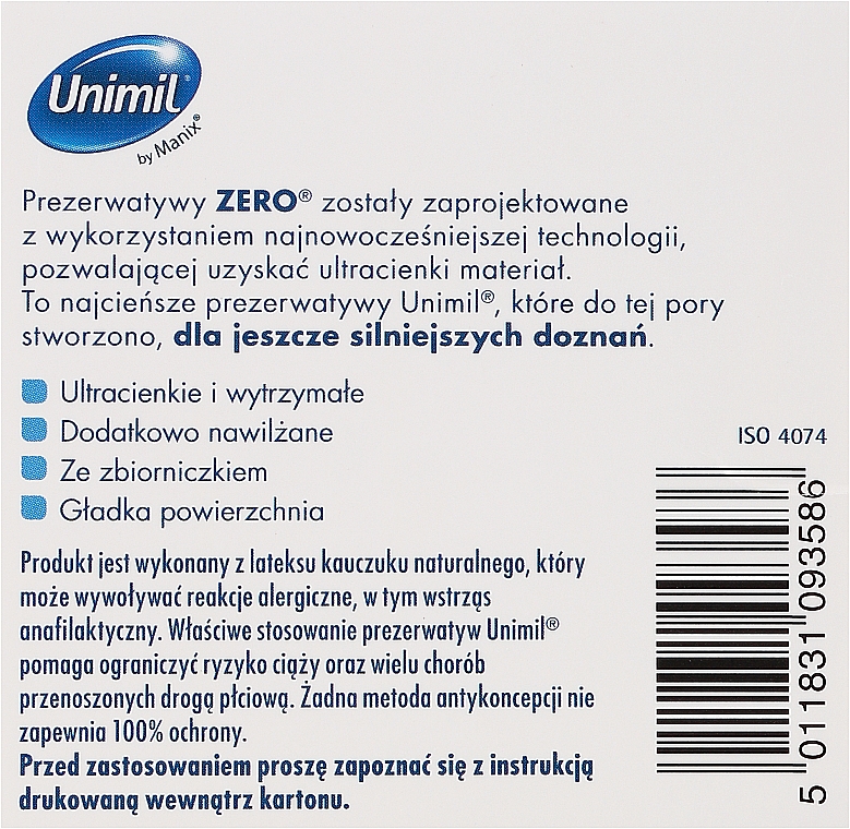 Kondome Zero 3 St. - Unimil Zero — Bild N3
