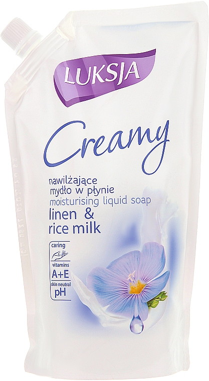 Feuchtigkeitsspendende Flüssigseife mit Lein und Reismilch - Luksja Linen & Rice Milk Soap (Doypack) — Bild N3