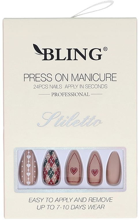Künstliche Nägel rosa mit Aufdruck - Bling Press On Manicure — Bild N1