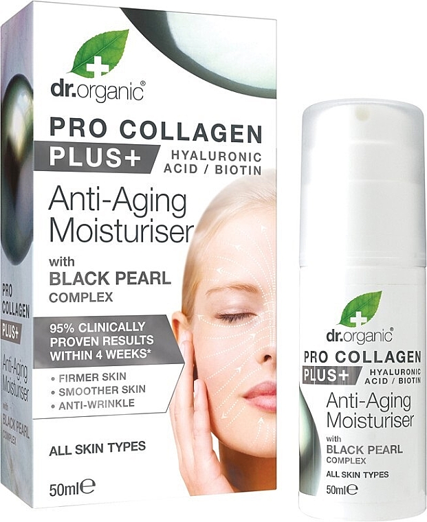 Anti-Aging-Gesichtscreme mit schwarzer Perle - Dr. Organic Pro Collagen Plus+ Anti Aging Moisturiser With Black Pearl — Bild N1