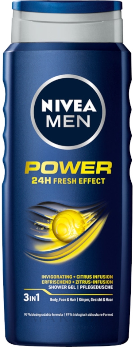 Erfrischende Pflegedusche für Körper,Gesicht und Haar - NIVEA Power Fresh — Bild 500 ml