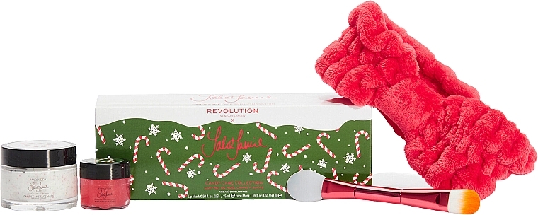 Gesichtspflegeset - Revolution Skincare x Jake Jamie Candy Cane Christmas Gift Set (Maske 50ml + Lippenmaske 15ml + Bürste 1 St. + Stirnband 1 St.) — Bild N1