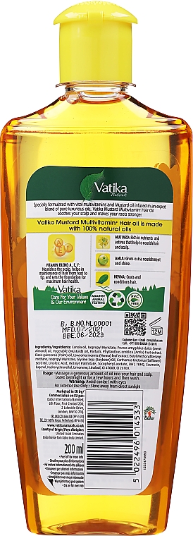 Pflegendes Haaröl zum Haarwachstum mit Multivitamin-Komplex und Senföl - Dabur Vatika Naturals Mustard Multivitamin+ Hair Oil — Bild N2