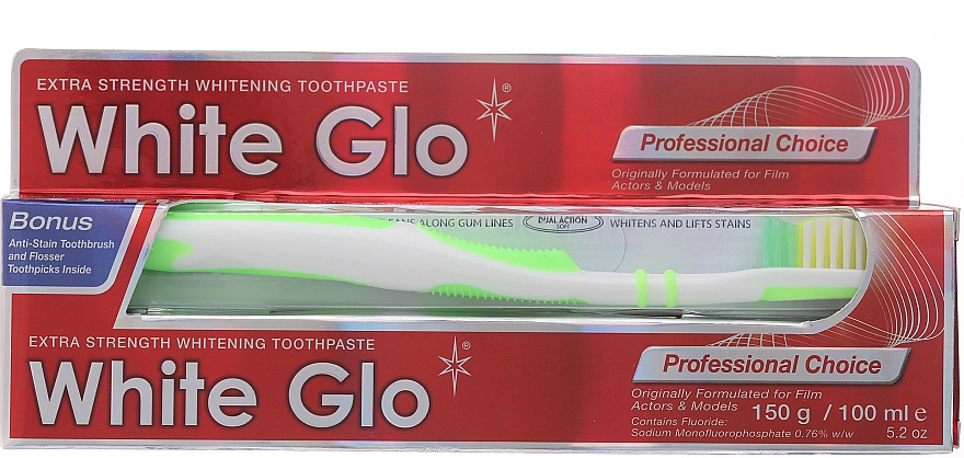 Mundpflegeset - White Glo Professional Choice Whitening Toothpaste (Zahnpasta 100ml + Zahnbürste) — Bild N3