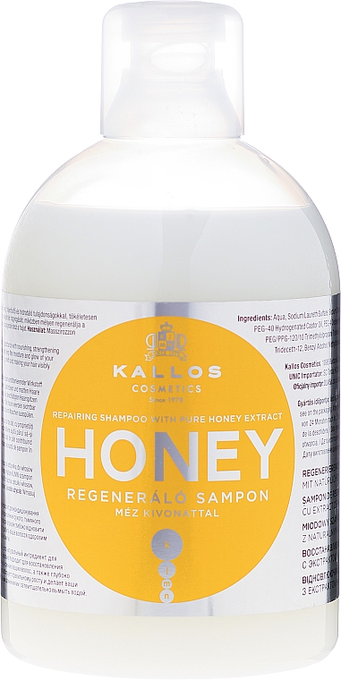 Regenerierendes Shampoo mit natürlichem Honigextrakt - Kallos Cosmetics Honey Shampoo